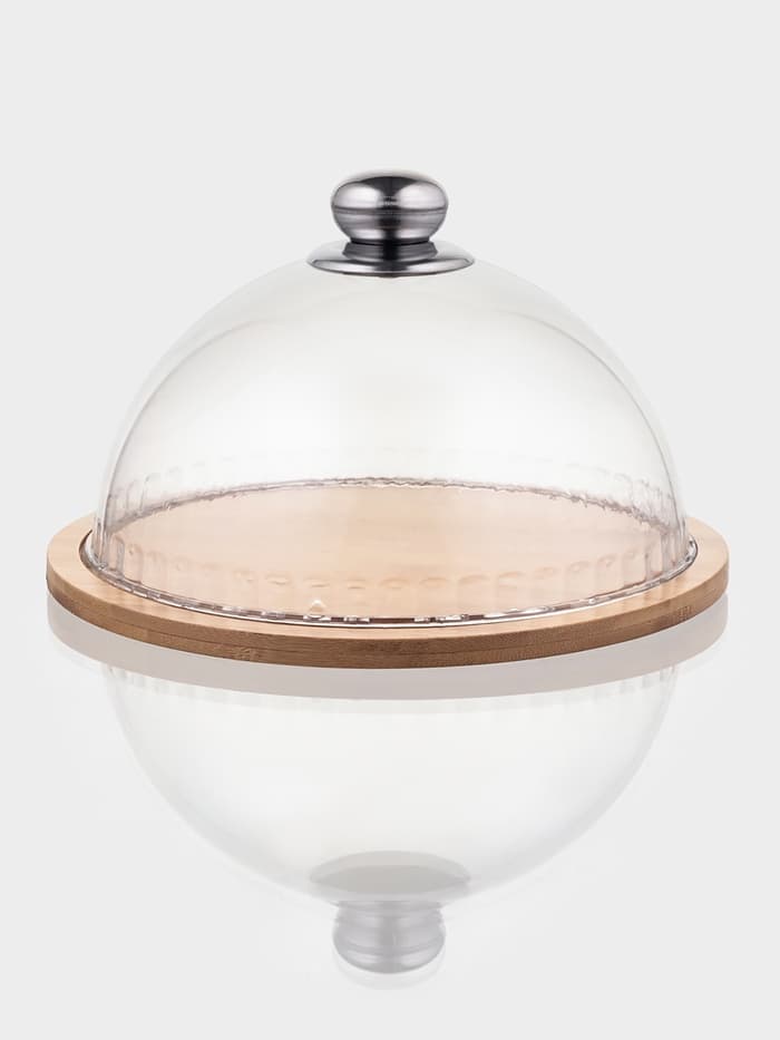 Блюдо с крышкой Доляна «Эстет», d=23.5 см, бамбук, пластик