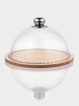 Блюдо с крышкой Доляна «Эстет», d=23.5 см, бамбук, пластик