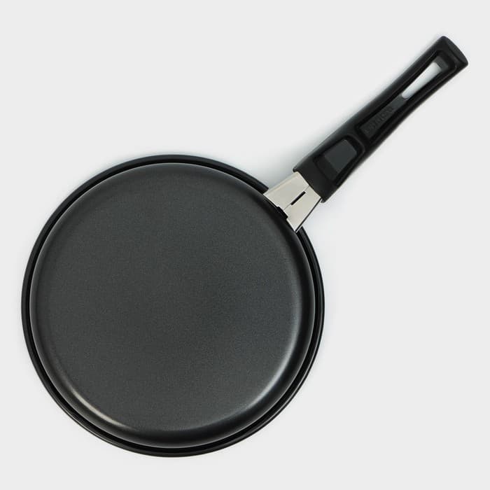 Сковорода Доляна Promo, d=16 см, пластиковая ручка, антипригарное покрытие, углеродистая сталь, чёрная