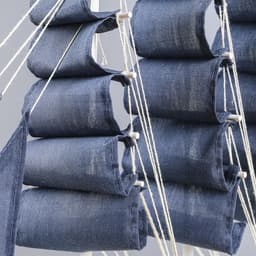 Сувенирная модель корабля «Калева», борта синие с белой полосой, паруса синие, 30×7×32 см