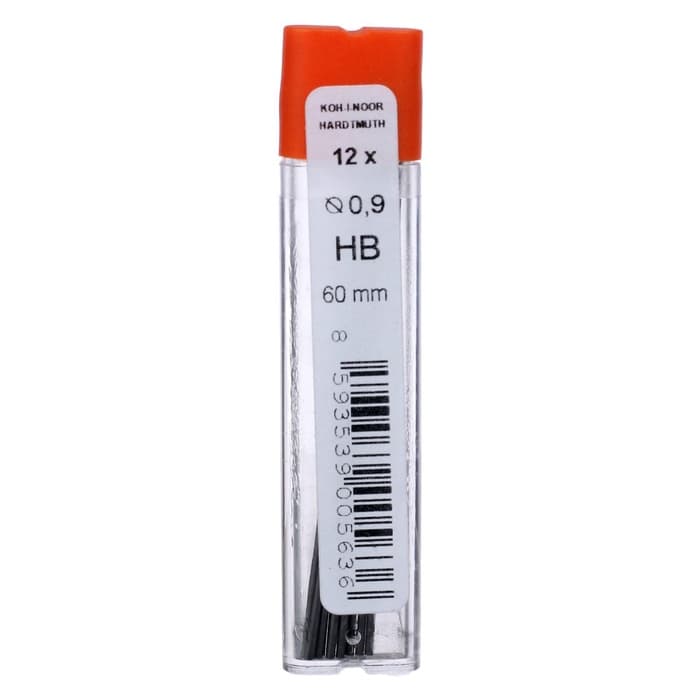 Грифели для механических карандашей Koh-I-Noor 4172, 12 штук, узел 0.9 мм, НВ, в футляре