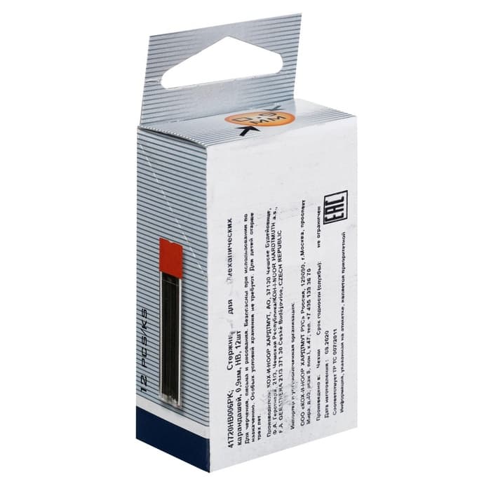 Грифели для механических карандашей Koh-I-Noor 4172, 12 штук, узел 0.9 мм, НВ, в футляре