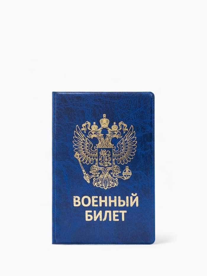 Обложка на военный билет, с гербом РФ, тиснением, синяя