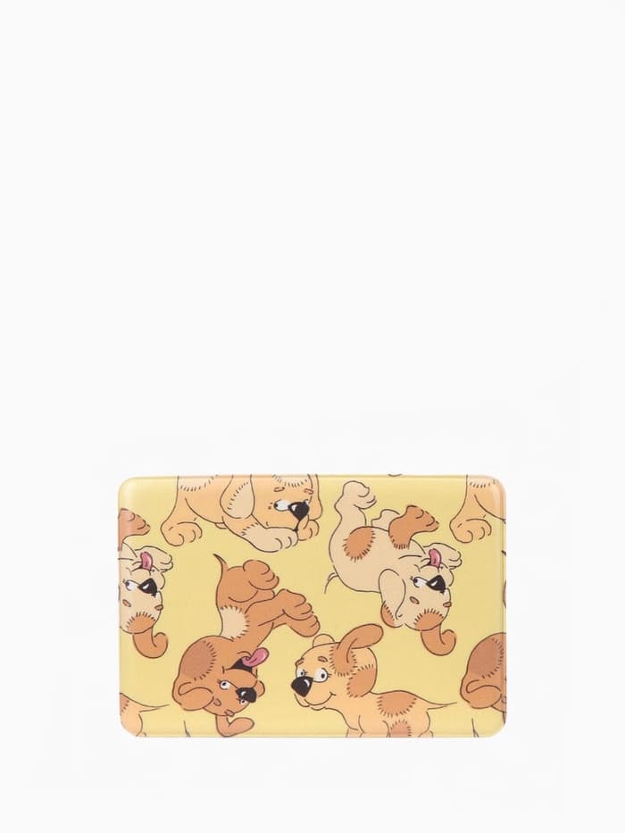 Обложка для проездного, пропуска, с принтом «Щенки», жёлтая