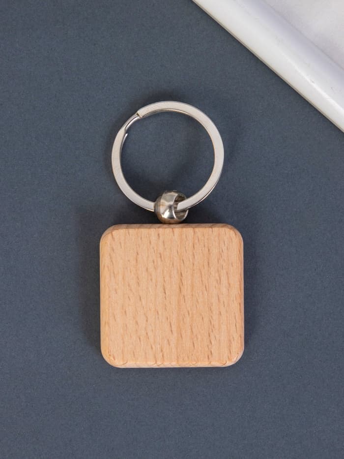 Деревянный брелок для ключей на кольце под нанесение «Квадрат», закруглённые углы, 4×4 см