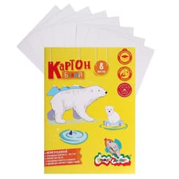 Картон белый А4, 8 листов «Каляка-Маляка», немелованный, в папке