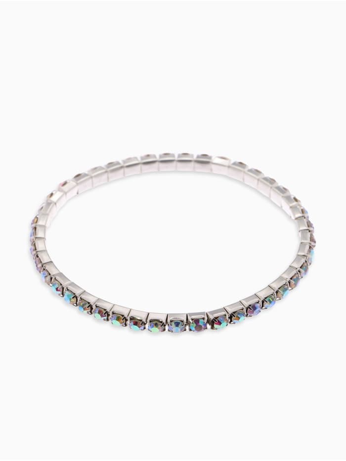 Браслет со стразами «Лёд», d=5 см, 1 ряд, 4 мм, радужный в серебре