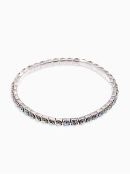 Браслет со стразами «Лёд», d=5 см, 1 ряд, 4 мм, радужный в серебре