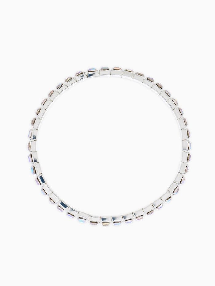 Браслет со стразами «Лёд», d=5 см, 1 ряд, 4 мм, радужный в серебре