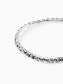 Браслет со стразами «Лёд», d=5 см, 1 ряд, 4 мм, радужный в серебре