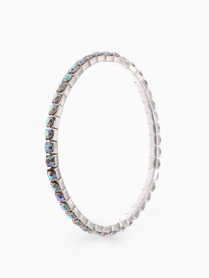Браслет со стразами «Лёд», d=5 см, 1 ряд, 4 мм, радужный в серебре