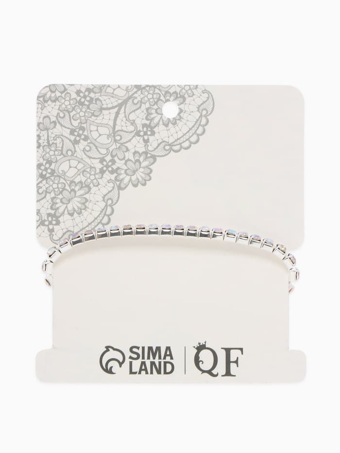 Браслет со стразами «Лёд», d=5 см, 1 ряд, 4 мм, радужный в серебре