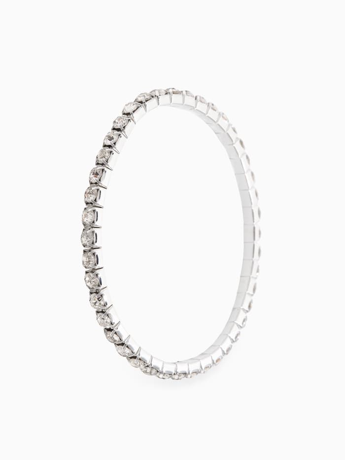 Браслет со стразами «Лёд», d=7 см, 1 ряд, 4 мм, белый в серебре