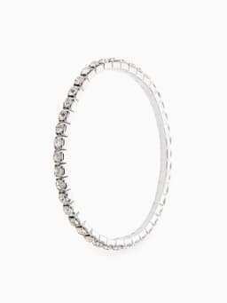 Браслет со стразами «Лёд», d=7 см, 1 ряд, 4 мм, белый в серебре