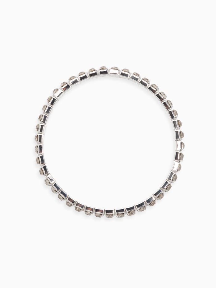 Браслет со стразами «Лёд», d=7 см, 1 ряд, 4 мм, белый в серебре