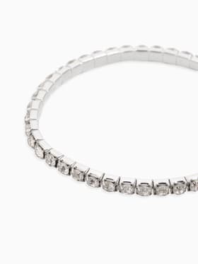 Браслет со стразами «Лёд», d=7 см, 1 ряд, 4 мм, белый в серебре