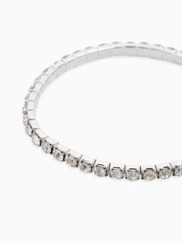 Браслет со стразами «Лёд», d=7 см, 1 ряд, 4 мм, белый в серебре