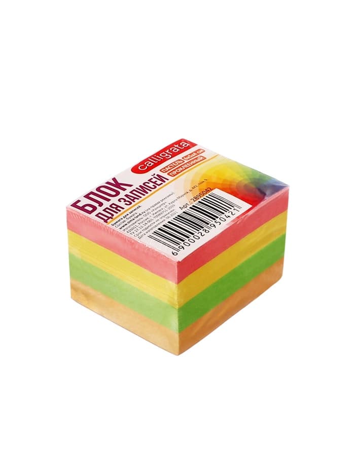 Блок бумаги для записей Calligrata, на склейке, 6×5×4 см, 80 г/м², цветной, пастель