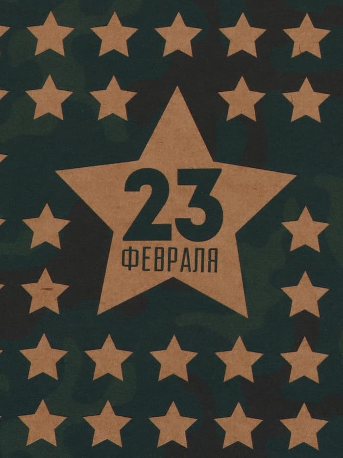 Бумага упаковочная крафт «Звёзды 23 февраля», 50×70 см