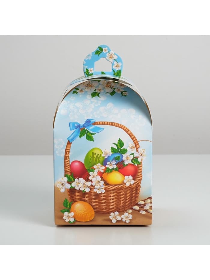 Коробка кондитерская складная, упаковка на Пасху «Вкусный Кулич», 16.5×14.5×21 см