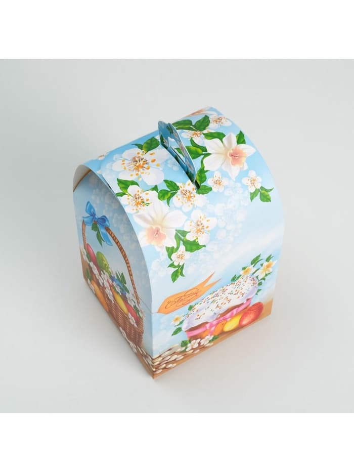 Коробка кондитерская складная, упаковка на Пасху «Вкусный Кулич», 16.5×14.5×21 см