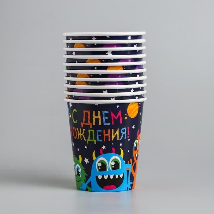 Стакан одноразовый бумажный «Монстрики», 250 мл.