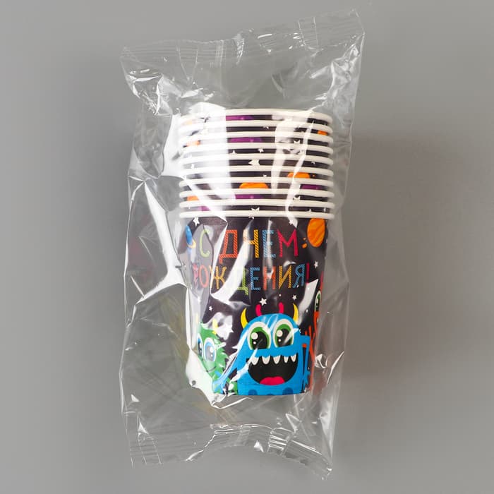 Стакан одноразовый бумажный «Монстрики», 250 мл.