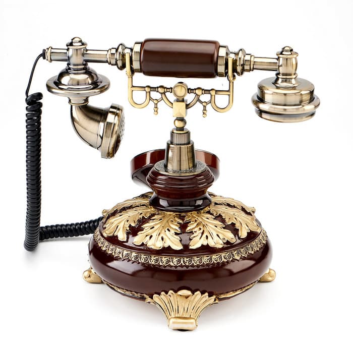 Ретро-телефон «Альсено», громкая связь, выложенный лаврами, 23×26 см