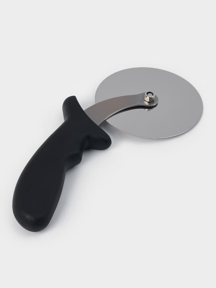 Нож для пиццы и теста Доляна, 23.5 см, d=10 см, толщина лезвия 1 мм, чёрный