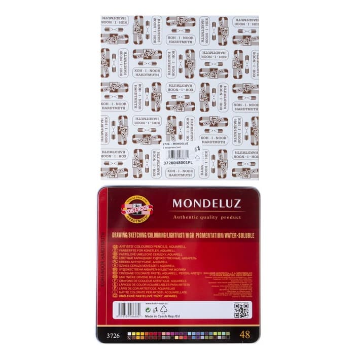 Карандаши цветные акварельные набор 48 цветов, Koh-I-Noor Mondeluz 3726, в металлическом пенале