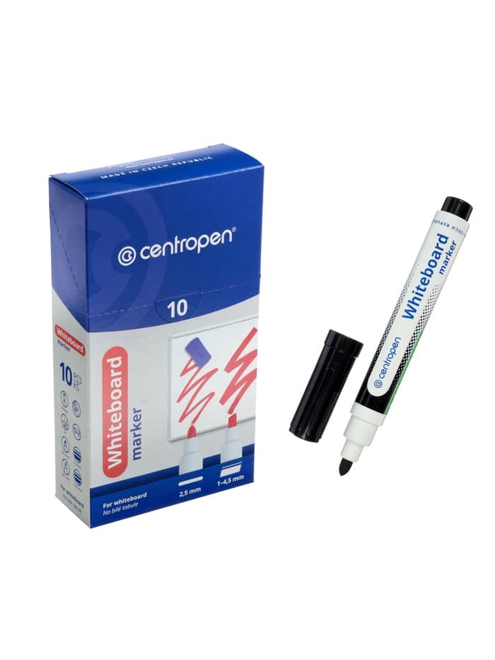 Маркер для доски Centropen 8559, узел 5.0 мм, ширина линии 2.5 мм/1-4.6 мм, спиртовой, чёрный