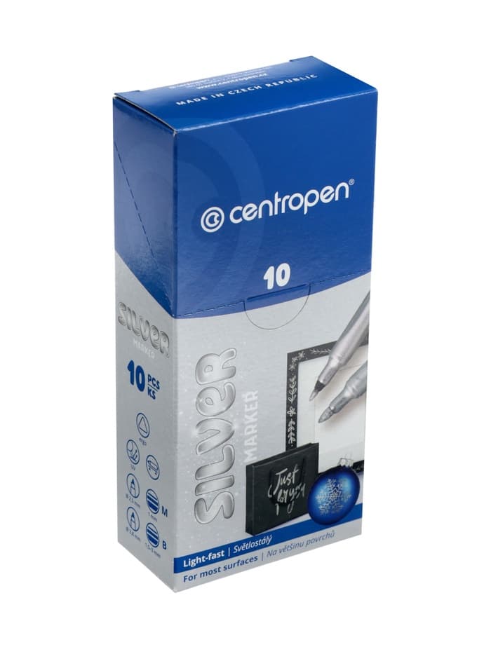 Маркер для декора Centropen 2690, перманентный, узел 3.8 мм, линия 1.5-3.0 мм, серебристый