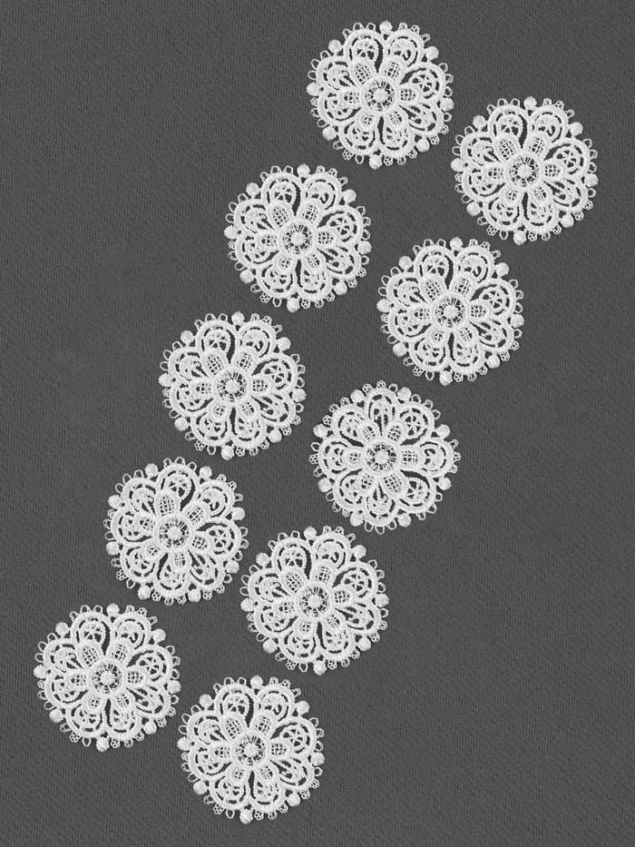 Аппликация для одежды «Узор», кружевная, d=5.5 см, 10 шт., белая