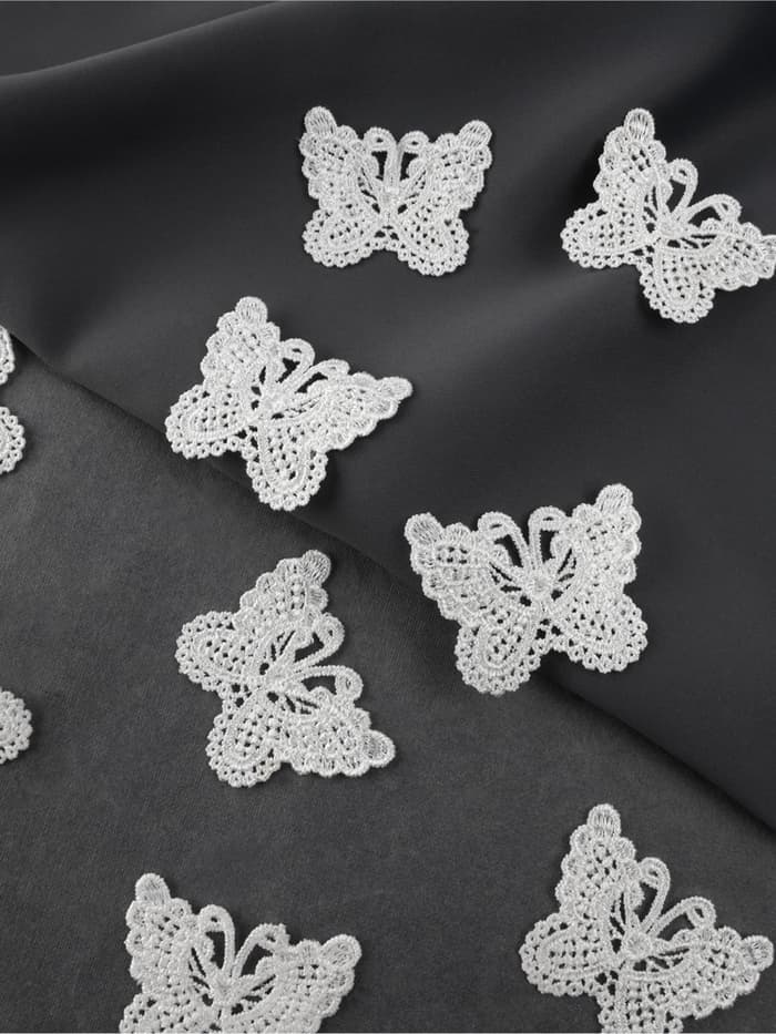 Аппликация для одежды «Бабочки», кружевная, 5.5×4 см, 10 шт., белая