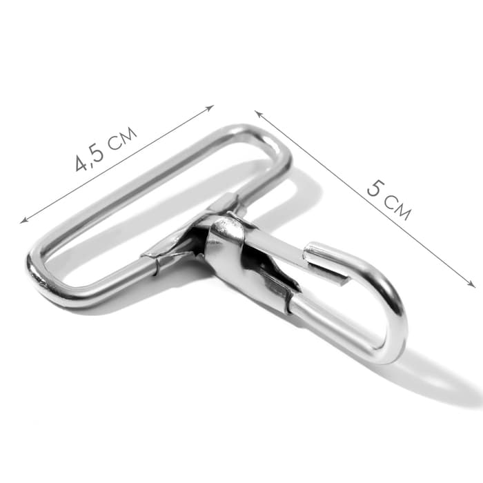 Карабин металлический, 50×45 мм / 38×3 мм, 10 шт., цвет серебряный