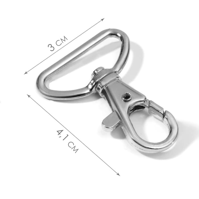 Карабин металлический, 41×30 мм / 25×2 мм, 10 шт., цвет серебряный