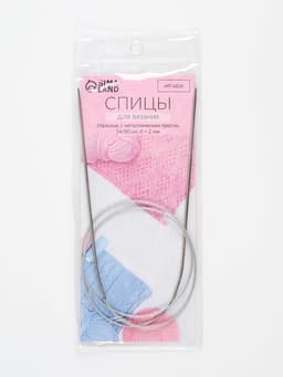 Спицы круговые, для вязания, с металлическим тросом, d=2 мм, 14/80 см