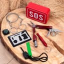 Набор для выживания 6 в 1: свисток, компас, цепь, карта выжив, кремень, универсальный нож