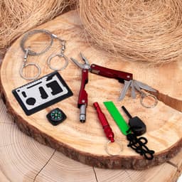 Набор для выживания 6 в 1: свисток, компас, цепь, карта выжив, кремень, универсальный нож