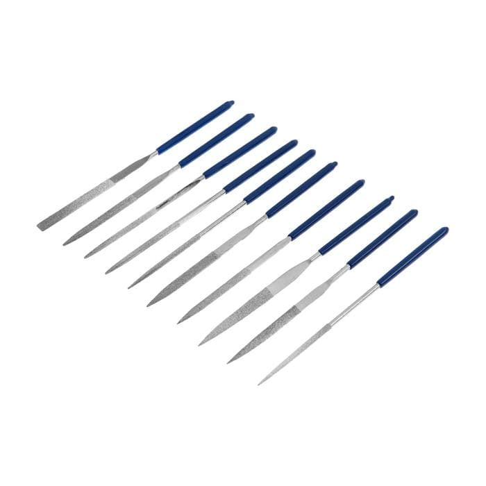 Набор надфилей алмазных ТУНДРА, обрезиненные рукоятки, 50×140×3 мм, 10 шт.