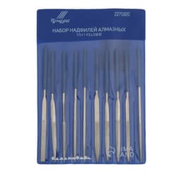 Набор надфилей алмазных ТУНДРА, обрезиненные рукоятки, 50×140×3 мм, 10 шт.