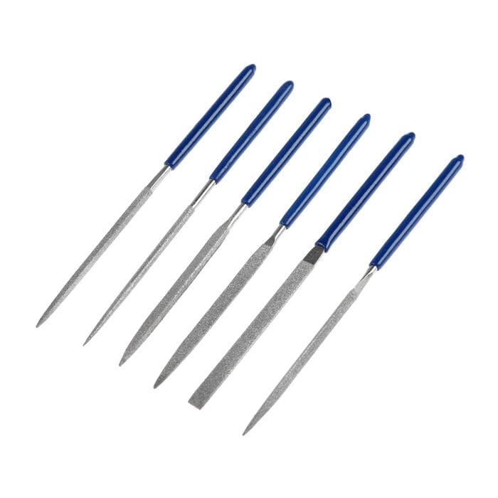 Набор надфилей алмазных ТУНДРА, обрезиненные рукоятки, 70×140×3 мм, 6 шт.