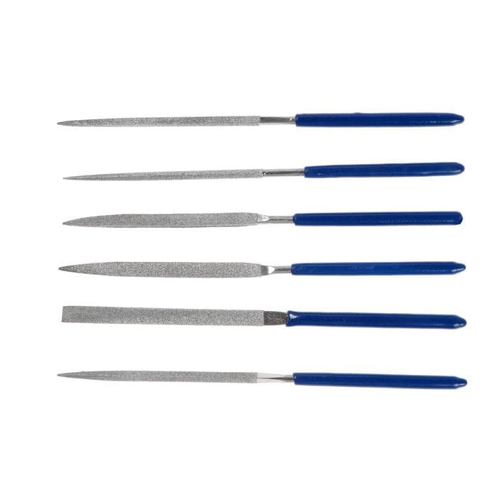 Набор надфилей алмазных ТУНДРА, обрезиненные рукоятки, 70×140×3 мм, 6 шт.