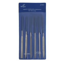 Набор надфилей алмазных ТУНДРА, обрезиненные рукоятки, 70×140×3 мм, 6 шт.