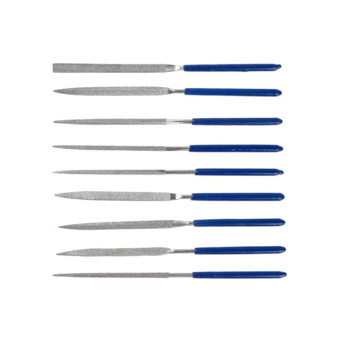 Набор надфилей алмазных ТУНДРА, обрезиненные рукоятки, 70×140×3 мм, 10 шт.