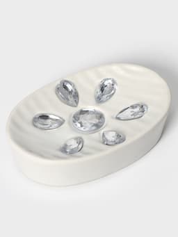 Аксессуары для ванной Доляна «Дерево», 4 предмета, дозатор 300 мл, мыльница, 2 стакана, белые