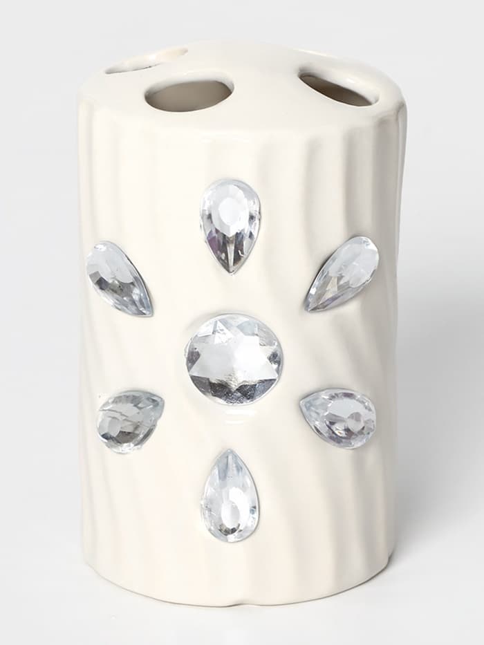 Аксессуары для ванной Доляна «Дерево», 4 предмета, дозатор 300 мл, мыльница, 2 стакана, белые