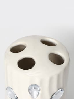 Аксессуары для ванной Доляна «Дерево», 4 предмета, дозатор 300 мл, мыльница, 2 стакана, белые