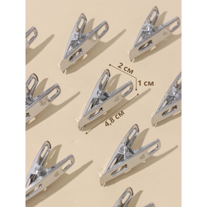 Прищепки бельевые Доляна, 4.5 см, 20 шт., металл, серебряные