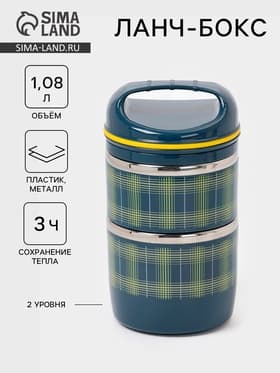 Ланч бокс TAKE IT EASY «Аланхе», 1.08 л, 2 уровня, нержавеющая сталь, синий